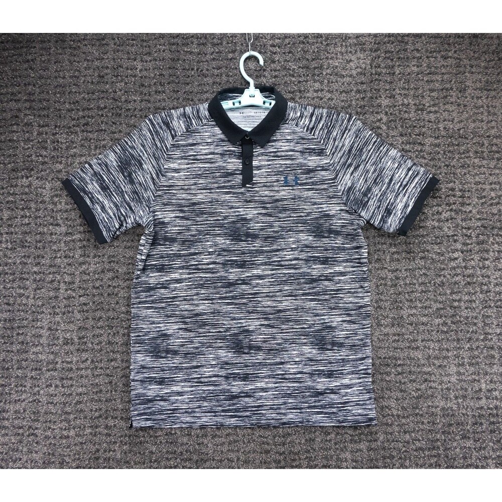 Under Armour Polo Shirt Mens Large Black White Space Dyed The Iso Chill Golf